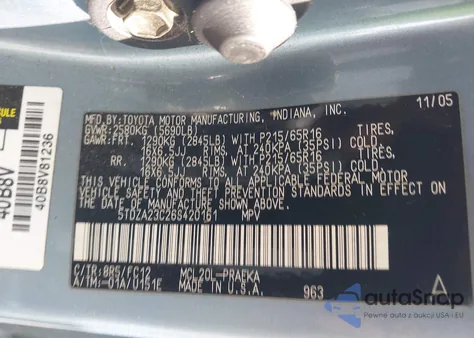 2006 Toyota Sienna Le из США, поврежденный, VIN 5TDZA23C26S420161